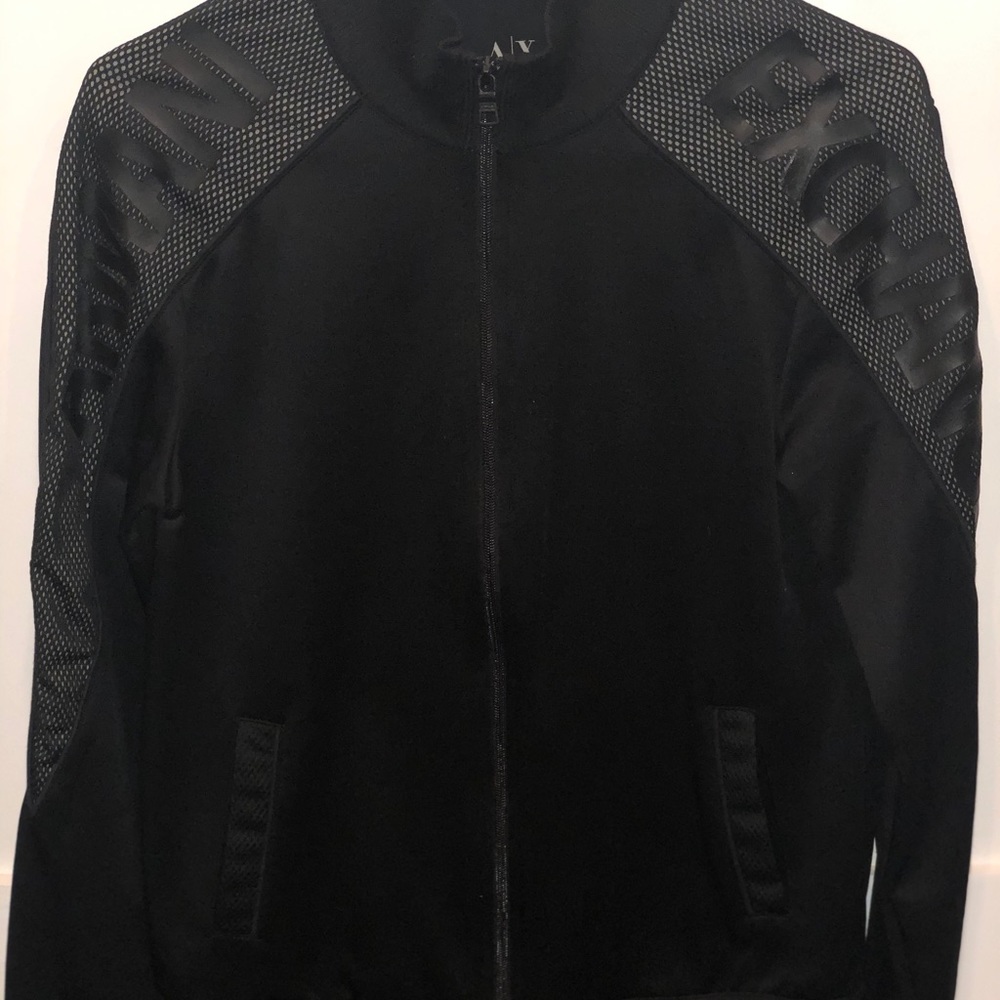 Armani Exchange black zip up track jacket